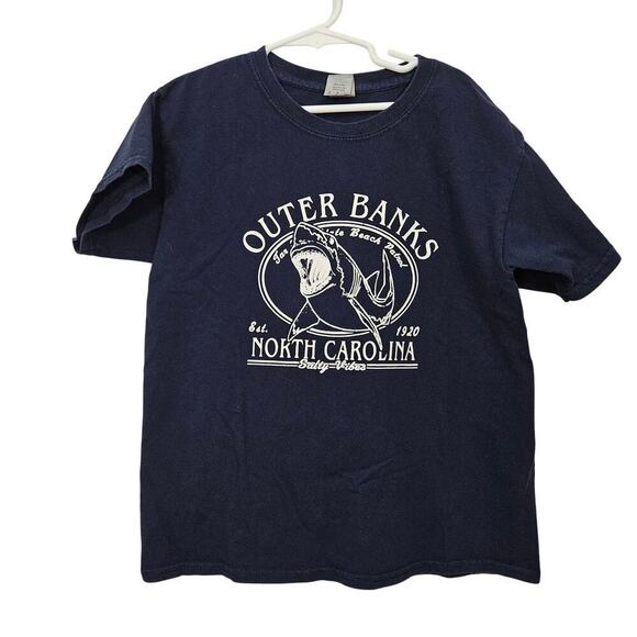 Kids Outer Banks North Carolina Salty Vibes Gildan T-shirt  Navy Small - Picture 1 of 5